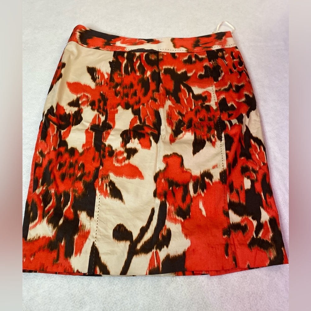 Jones New York Orange Black Pencil Skirt Dressy Sz10 Stretchy Zipper Autumn/Fall